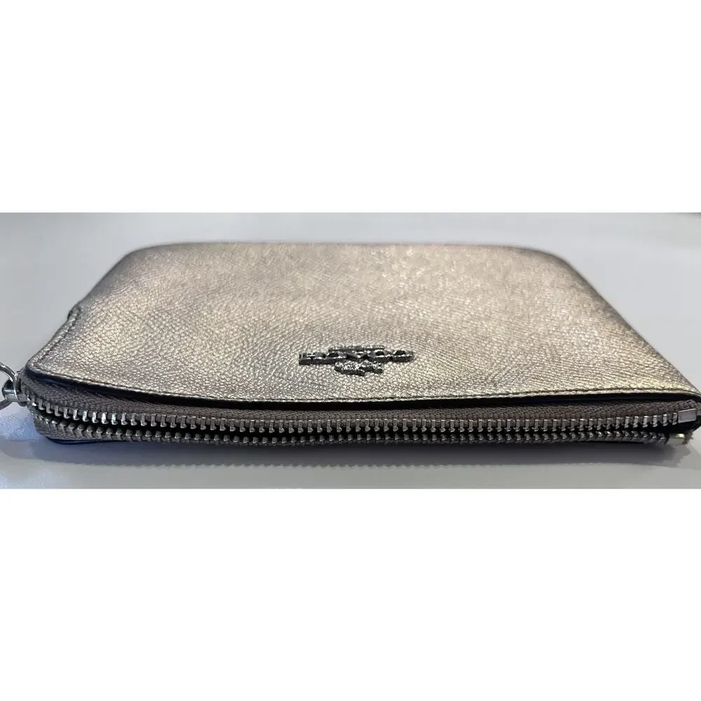 Coach Gold Wristlet Shimmer Glam Small Flat Clutch 6”X4”Party